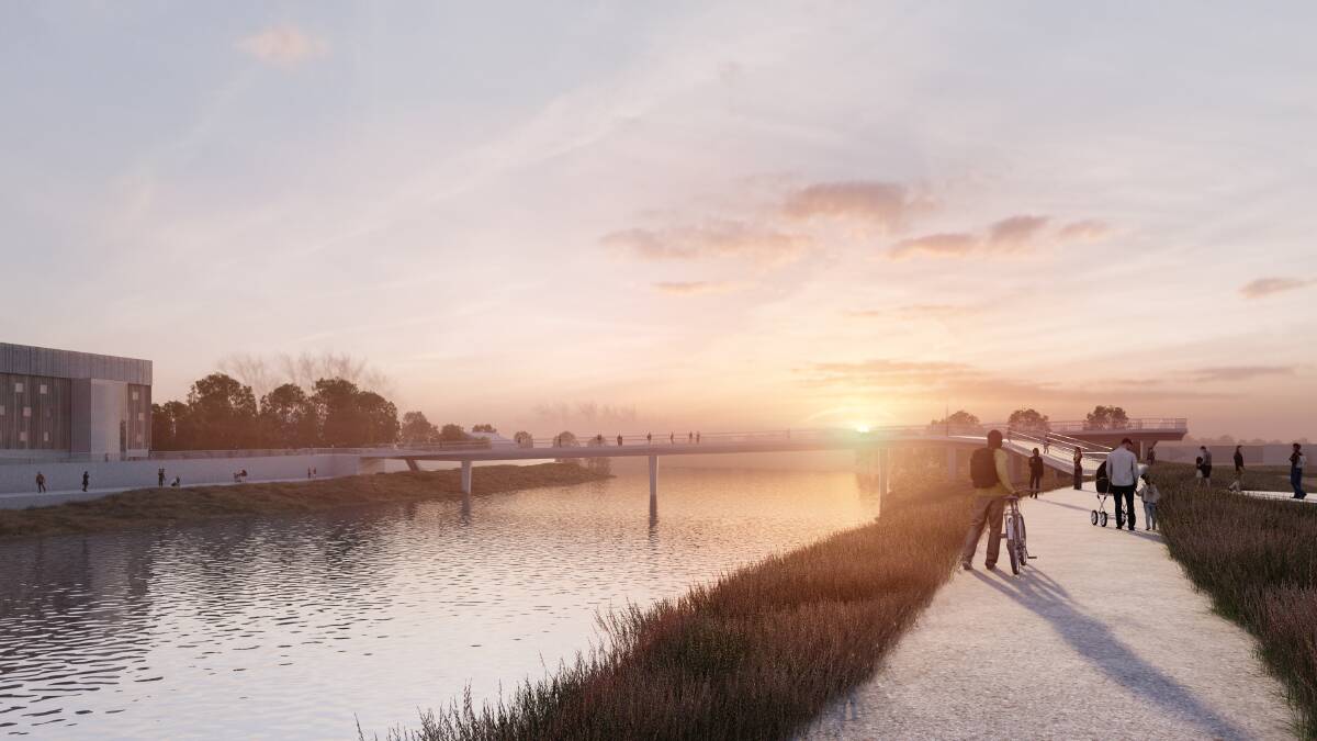 POTENTIAL LOOK: University of Tasmania has revealed potential designs for the pedestrian and cycle bridge across the North Esk, which is part of stage one of its campus design. Picture: supplied