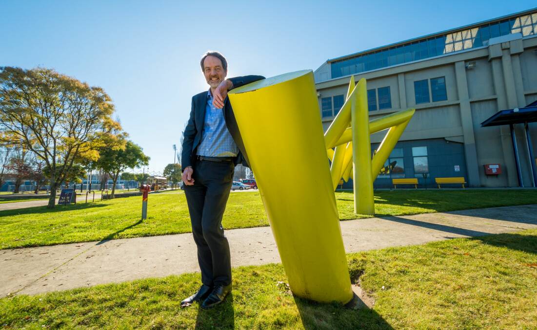 FRONT FOOT: University of Tasmania vice chancellor Rufus Black at the Inveresk campus. Professor Black has released the organisation's six-year strategic plan for the future. Picture: Phillip Biggs