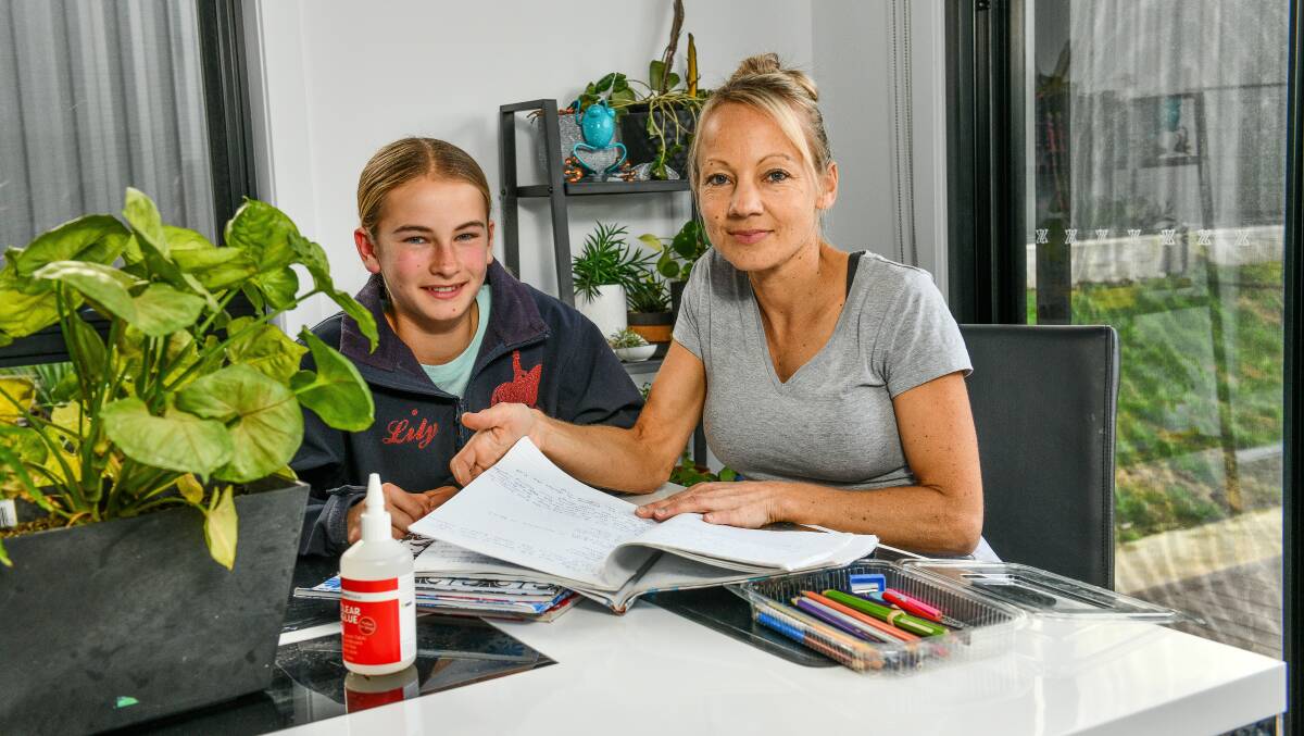 ALTERNATIVE: Lily Millwood, 13, with her mum Lucy. Lily is running two businesses while being home schooled. Picture: Scott Gelston