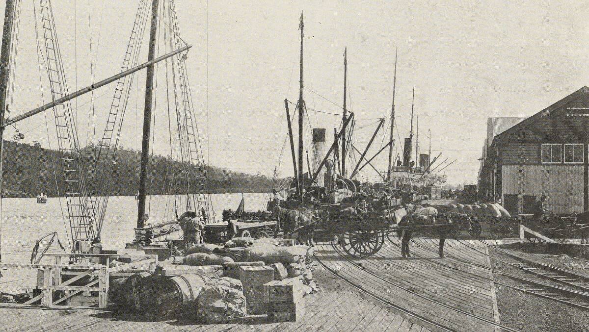 WHARF LIFE: A busy day on the newly completed Kings Wharf in October 1918. Picture: The Weekly Courier