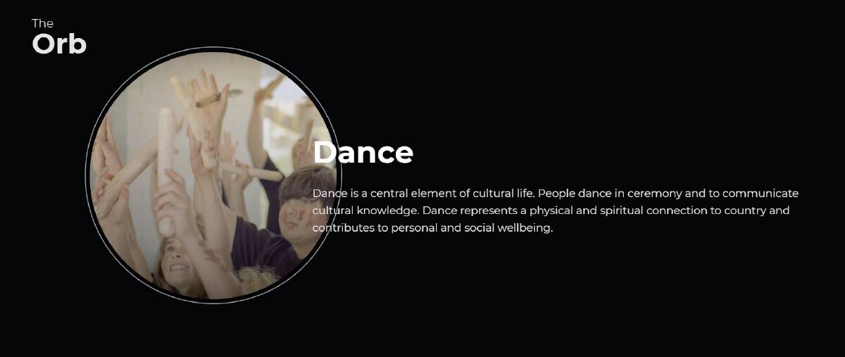 The Orb's resource focuses around six "living cultures" such as dance, and engages learners through interactive videos and interviews.