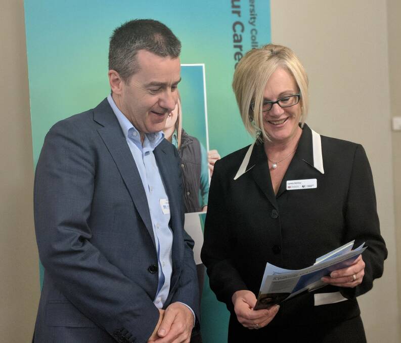 PARTNERS: University College chief executive officer Lee Whiteley and business development manager Lynda McKay at the business breakfast hosted by the Launceston Chamber of Commerce. Picture: Caitlin Jarvis