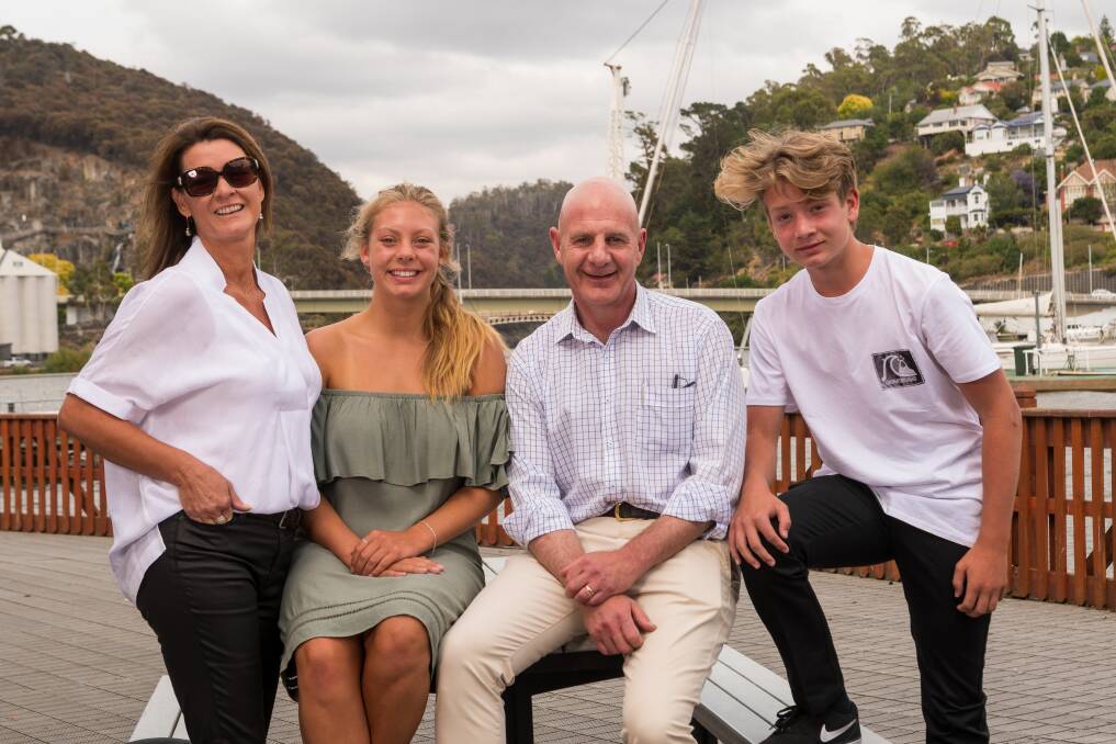 UNITED: Tasmanian Premier Peter Gutwein with his wife Amanda and children Millie, 15, and Finn, 13 in Launceston on Wednesday. Picture: Phillip Biggs