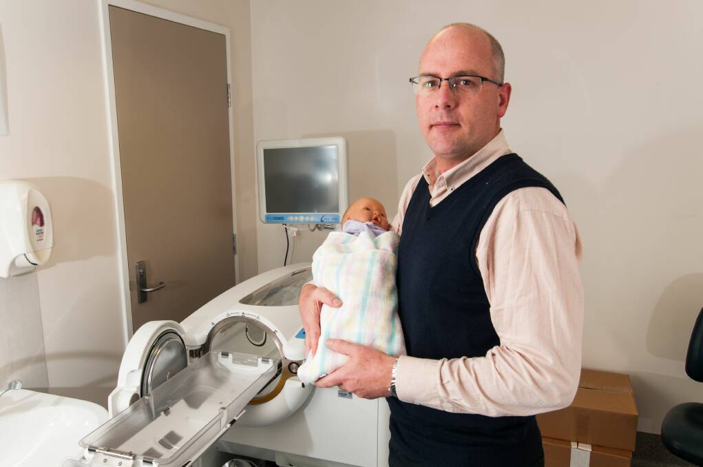 FUTURE HEALTH: University of Tasmania post-doctoral researcher Steven Street is one of the researchers involved in the Babybod study being conducted at the Launceston General Hospital. Picture: Phillip Biggs
