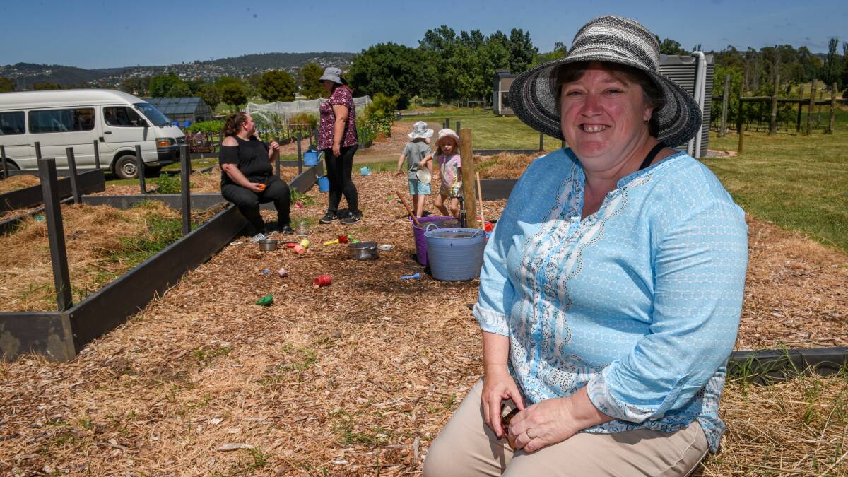 Patersonia founder Nicole Crook at the centre's outdoor learning day at the Heritage Forest Community Garden.