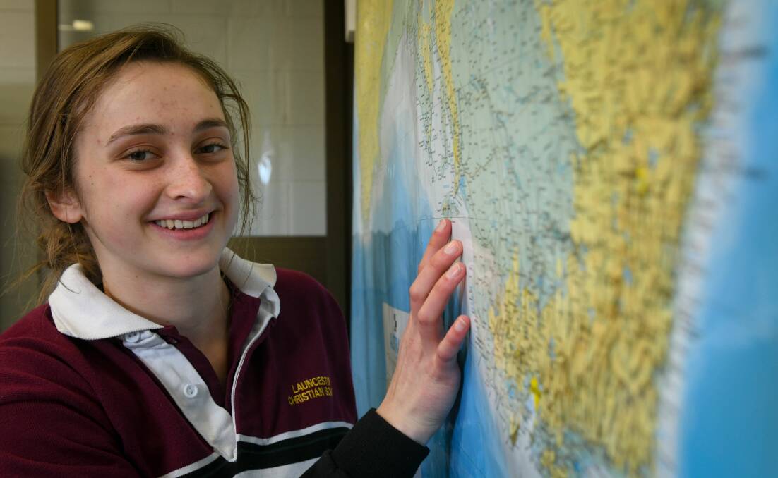 TICKET TO TRAVEL: Launceston Christian School year 11 student Katie Stanton, who was invited by the Australian Geographic Competition to a fieldwork trip after she was one of the top performing students for her grade cohort. Picture: Paul Scambler