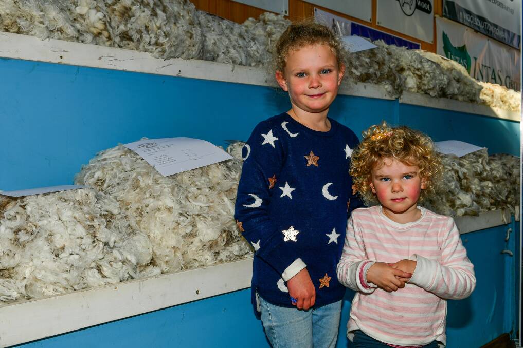STILL ON: Florence, 6, and Edwina Nicolson, 3, of Bonney Plains at last year's Campbell Town Show. The show has been announced in new format for 2020. Picture: file
