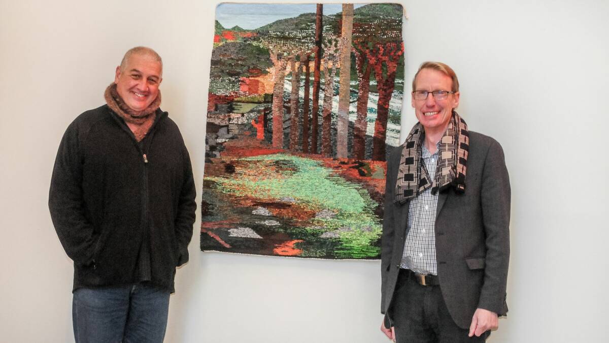 COMMUNITY: Launceston artist and TasTAFE art teacher Michael Kay and UTAS Academy Gallery director Malcolm Bywaters. Picture: Neil Richardson