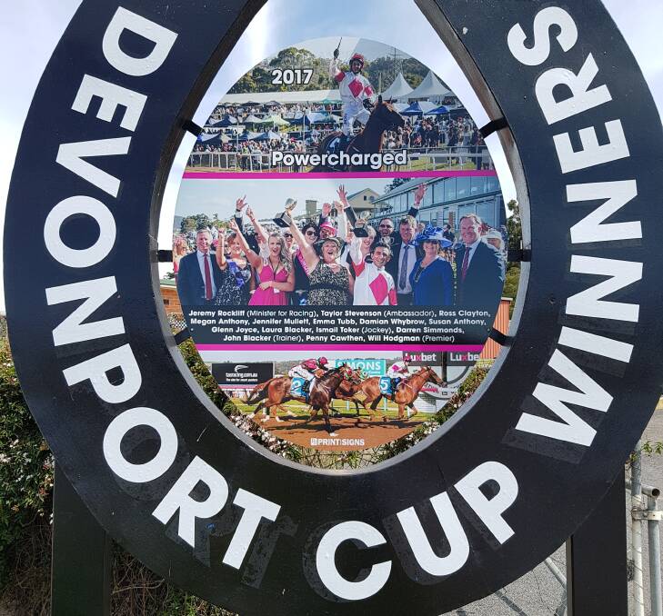 Sign of success: The Devonport Racing Club has honoured past winners with this special sign at the track. It has also commissioned a mural to mark its centenary.