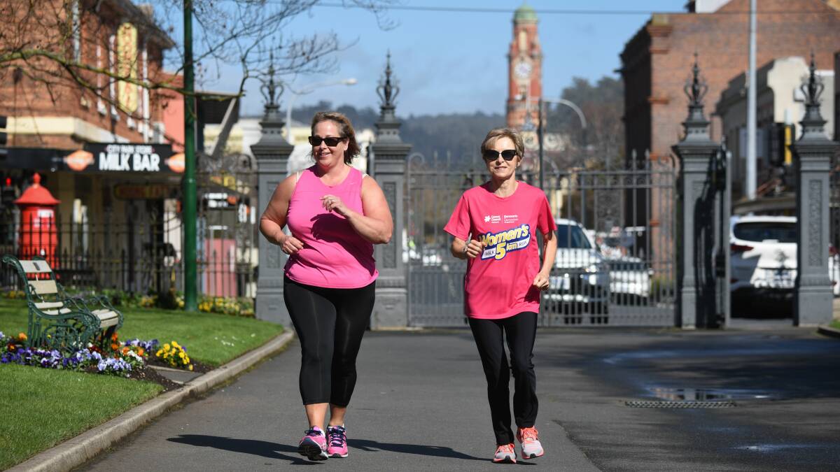 GET SET: Sonya Maloney and Stephanie Campion train for the 5km Walk/Run Event on Sunday. Picture: Paul Scambler