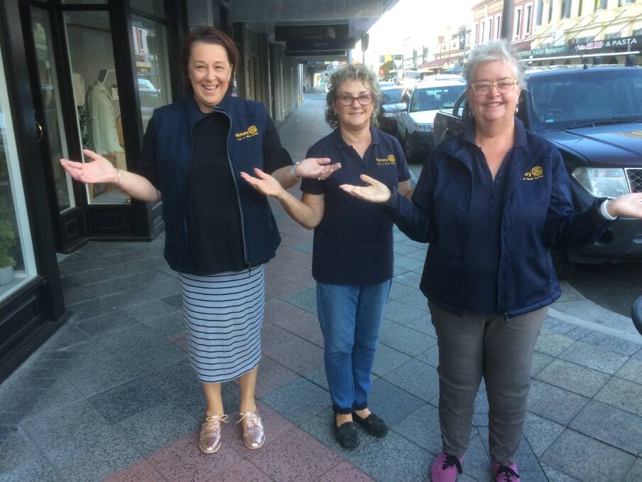 STRIKE A POSE: Rotary Club of Tamar Sunrise members Jann Williams, Judy McLean and Jo Hart work on the Balance for Better them for International Women’s Day 2019. Picture: Supplied