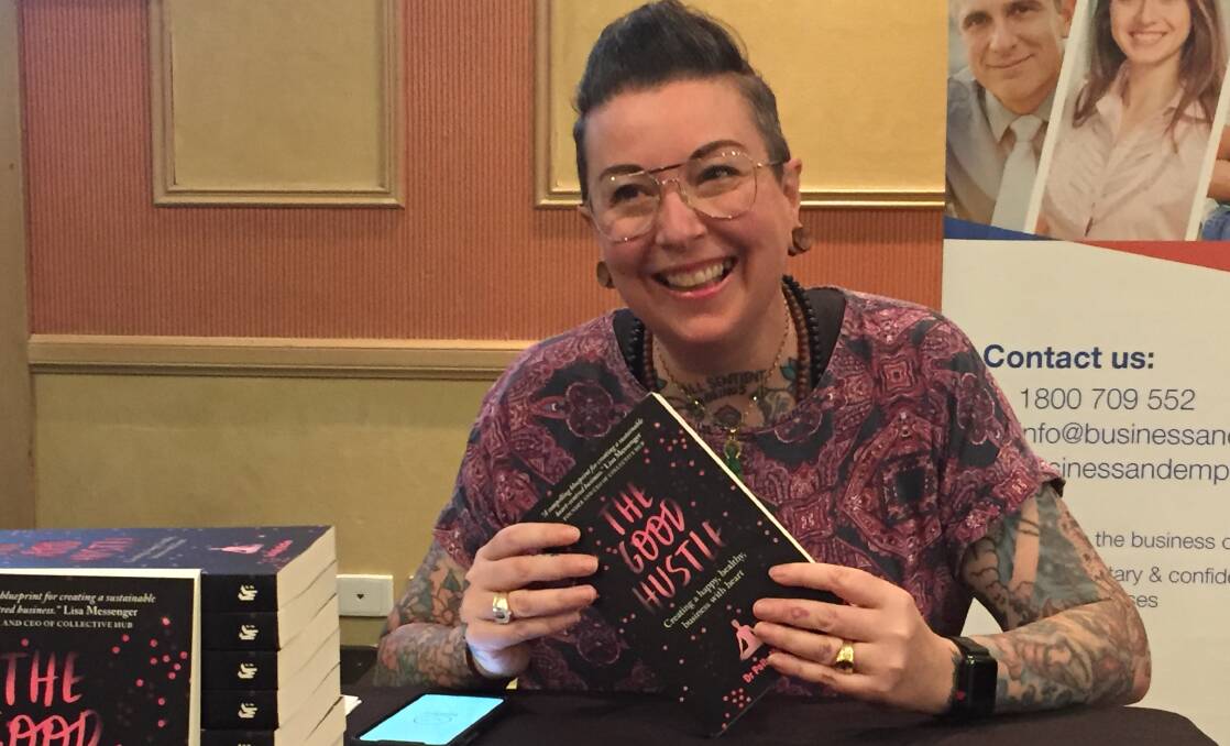 ON PURPOSE: Dr Polly McGee signs copies of her book, The Good Hustle, at the Business & Employment event at the Grand Chancellor, Launceston. Picture: Johanna Baker-Dowdell