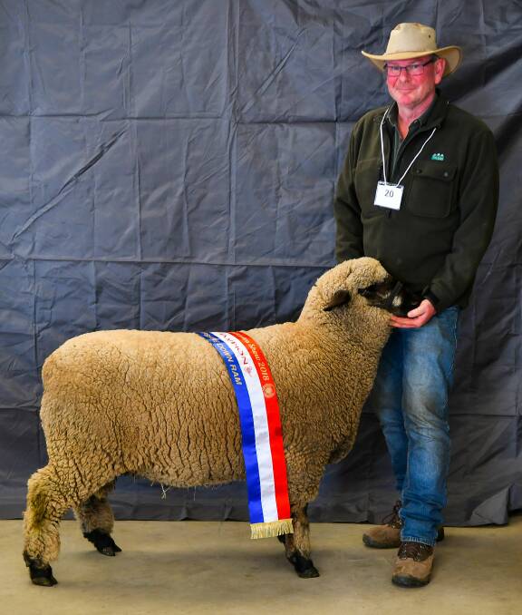 Paul Franks with his champion interbreed ram.