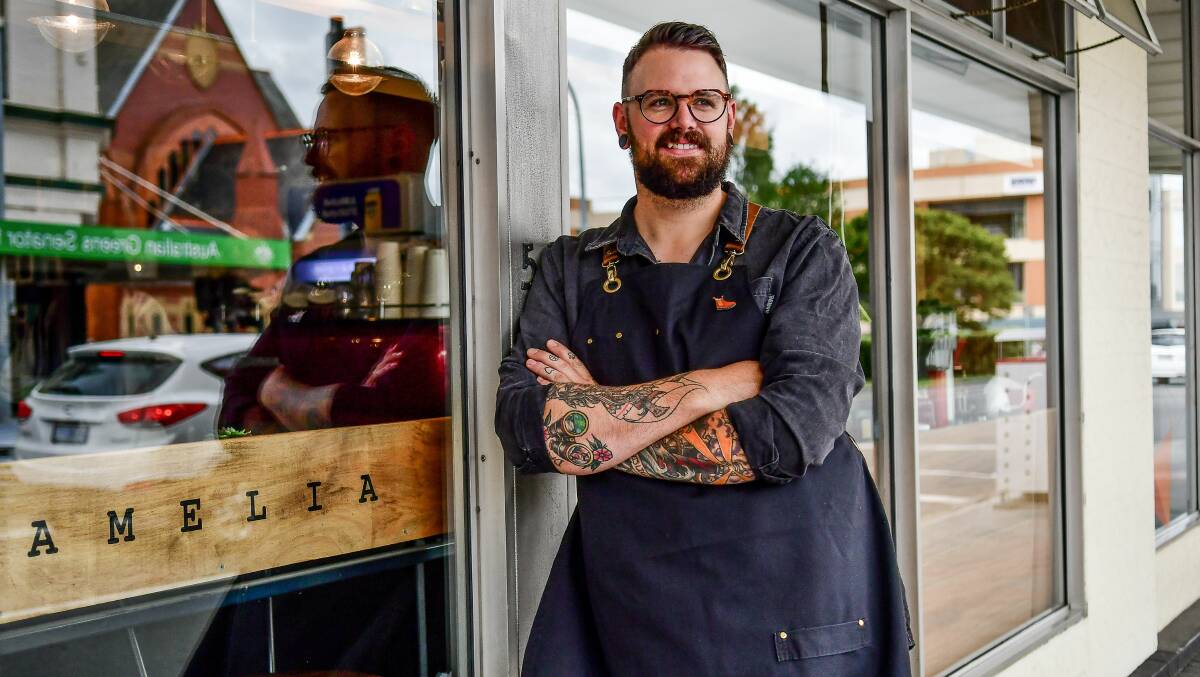 CREATING A COFFEE PLACE: Jack McNiff outside Amelia Espresso. Picture: Scott Gelston