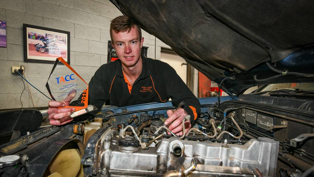 TOP APPRENTICE: Challenge Motors' Zac Bennett won the TACC Auto Apprenticeships Mechanical Apprentice of the Year award. Picture: Paul Scambler