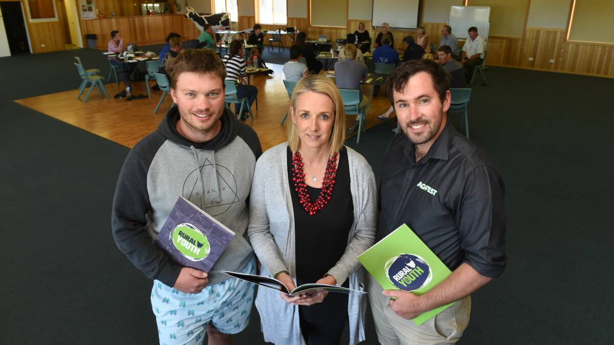 LEADERSHIP FOCUS: Agfest chairman Owen Woolley, UTAS Community Engagement & Development coordinator Leanne Arnott and Rural Youth state president Dale Hayers. Picture: Paul Scambler