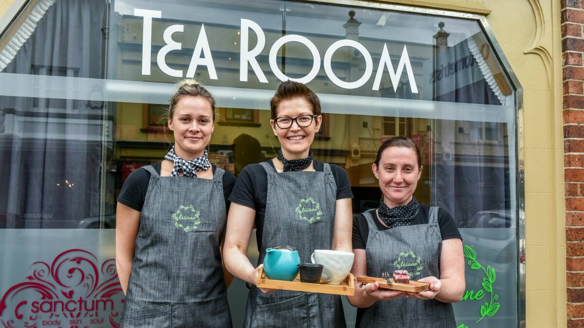 RELAX AND REFRESH: Stacey Seen, Annie Burns and Carrie Bockholt are welcoming customers to new Launceston business, Tisane Tea Room. Picture: Neil Richardson