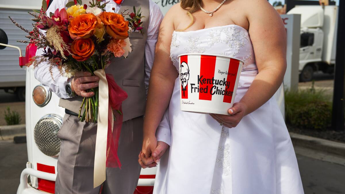 WINGING IT: Tasmanian couples encouraged to apply for one of six KFC-themed weddings. Pictures: Supplied