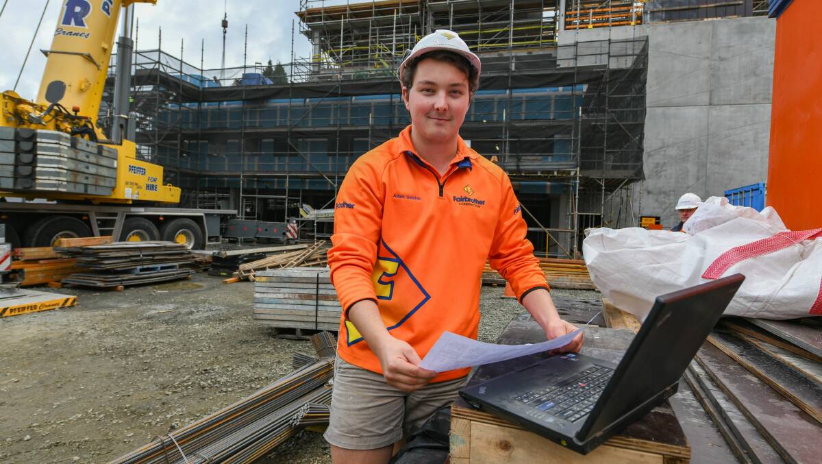TOP APPRENTICE: Adam Gelston at Fairbrother Construction's LGH building site. Pictures: Paul Scambler