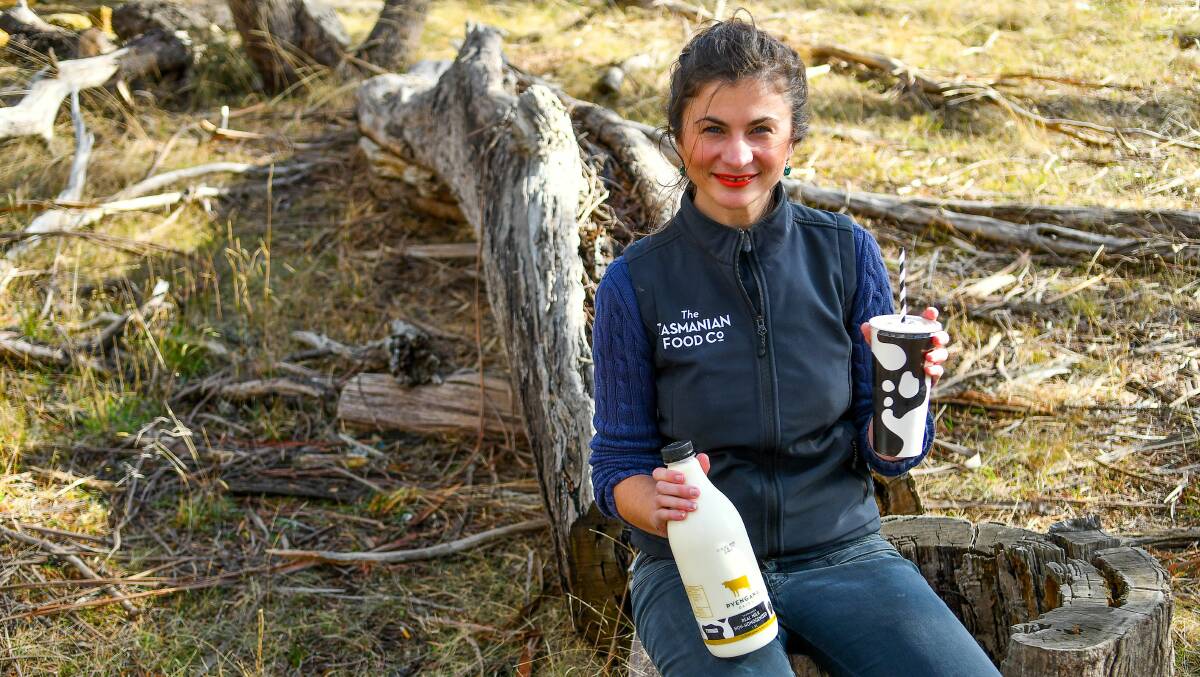 PREMIUM MILK: Tasmanian Food Co brand manager Freya Griffin with the new Pyengana Dairy milk bottles. Picture: Scott Gelston