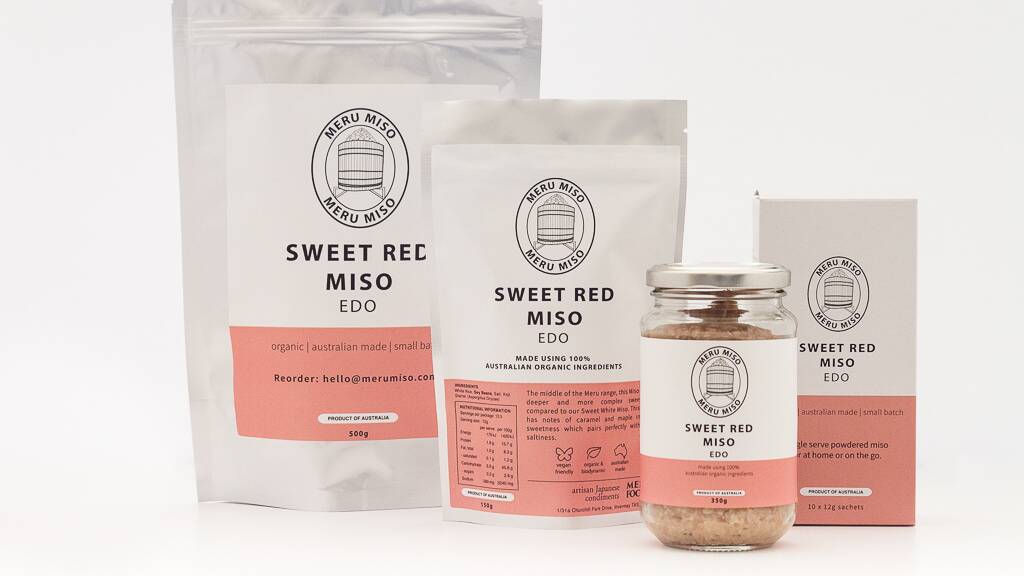 Meru Miso's sweet red miso products. Picture: Supplied