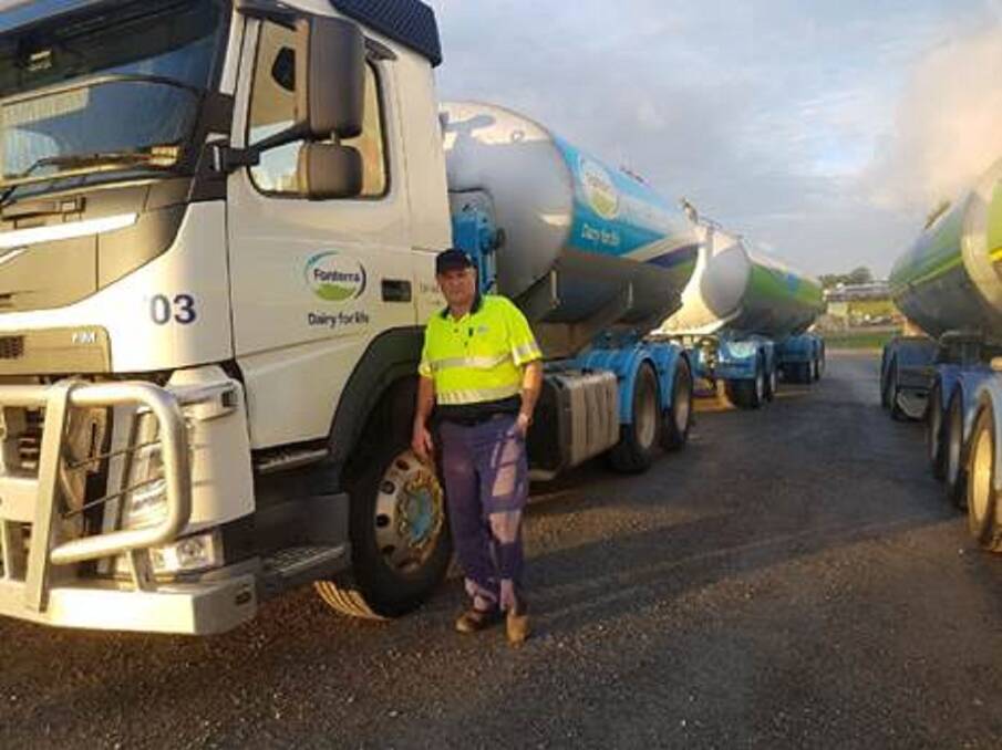 NEW RIG: Fonterra Farm Milk Collection Operator Leon McLaren with his ‘Truck and Dog’, which he drives to collect milk from Wynyard dairies for the milk processor. Picture: Supplied