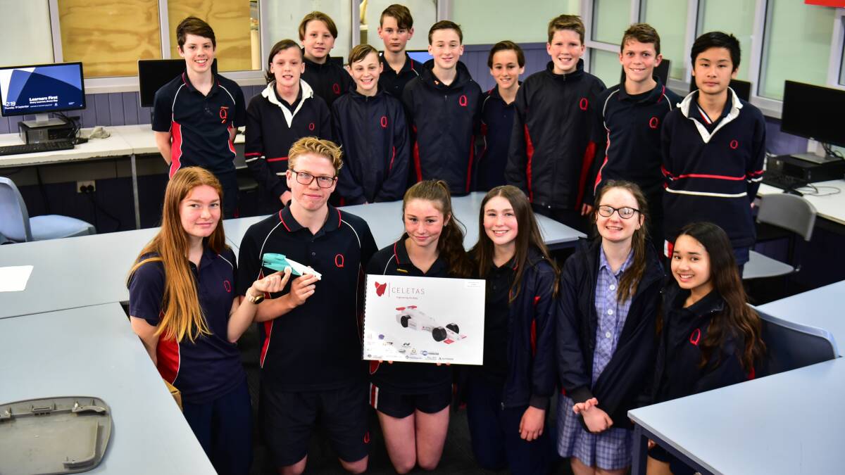 ON YOUR MARKS: Some of Queechy High School's F1 participants, including Emillee White, Jack McShane, Charlotte Gould, Ella Reich, Ruby Monson and Stella Brooks. Picture: Neil Richardson