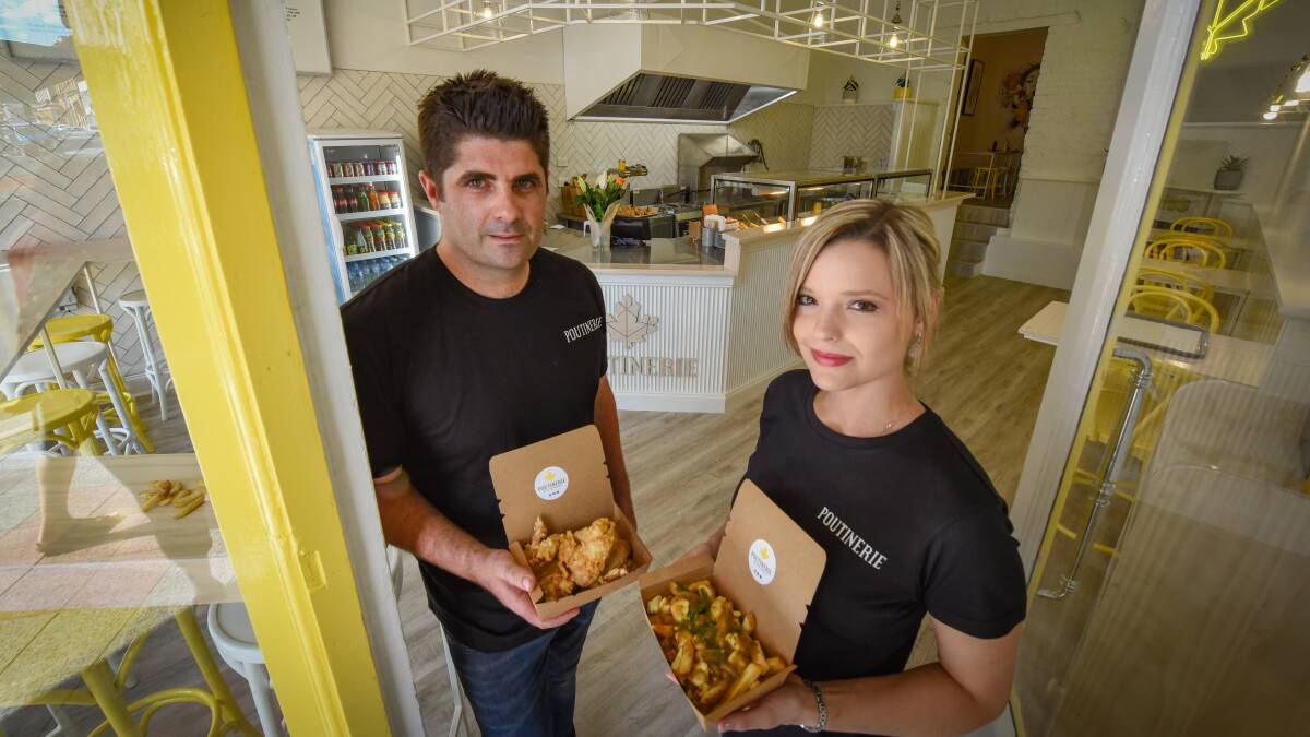 FRENCH FRIES MADE THE CANADIAN WAY: Cameron and Sharla Gallagher are opening Launceston's own Poutinerie on Wednesday. Picture: Paul Scambler