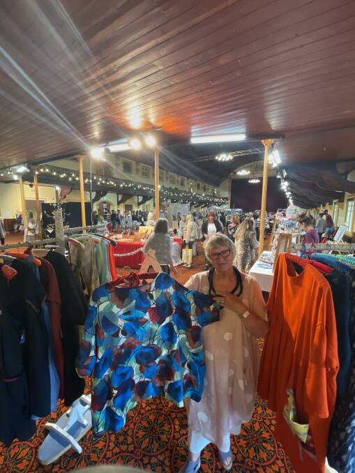 St Helens local Suzi Barton-Johnson was in town to offer her up-cycled clothing to the crowd. Picture: Brinley Duggan.