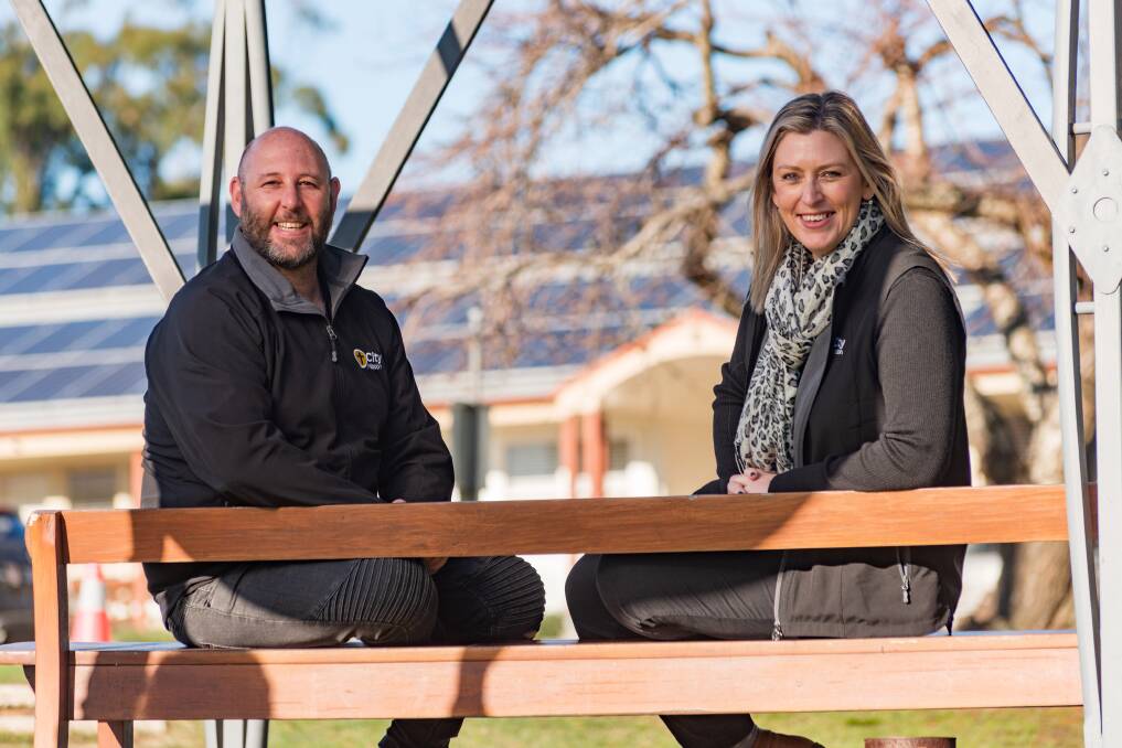 Missiondale registered nurse Matt Carswell and alcohol and drug services operations manager Narelle Howell a former smoker's shelter. Picture: Phillip Biggs