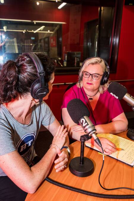 Podcast presenter Penny Terry and Womens Legal Service CEO Yvette Cehtel at the release of a new podcast called Rule of Thumb. Picture: Phillip Biggs.