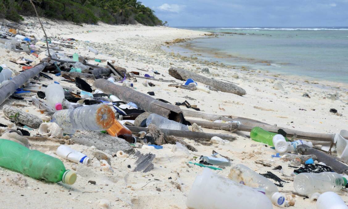 Debris washed up on the shore of the Cocos (Keeling) Islands. Picture: Supplied/Silke Stuckenbrock