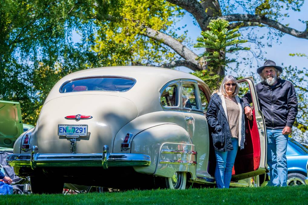 Classy Car: Maureen and Robin Trudgeon, of George Town, brought their 1948 Buick to the show. Picture: Phillip Biggs The Examiner.