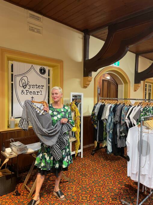 Lou Whiting of Oyster & Pearl showing off one of her unique garments. Picture: Brinley Duggan.