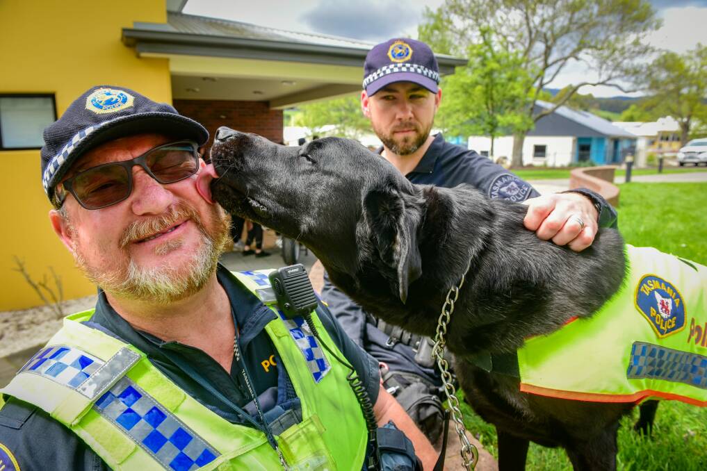 Constable Storay and PD Fang in October last year. Picture: Paul Scambler