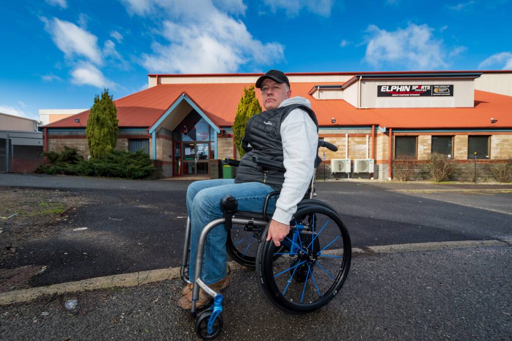 ACCESS DENIED: Michael Mitchell outside of the state-government owned Elphin Sports Centre. Picture: Phillip Biggs 