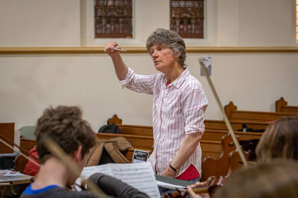 Margaret Hoban conducts the Launceston Community and Youth Orchestra.