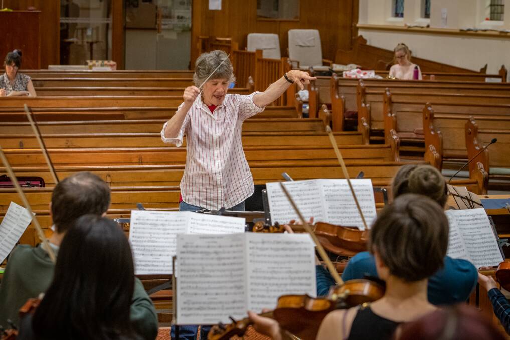 Margaret Hoban conducts the Launceston Youth and Community Orchestra. Pictures: Paul Scambler