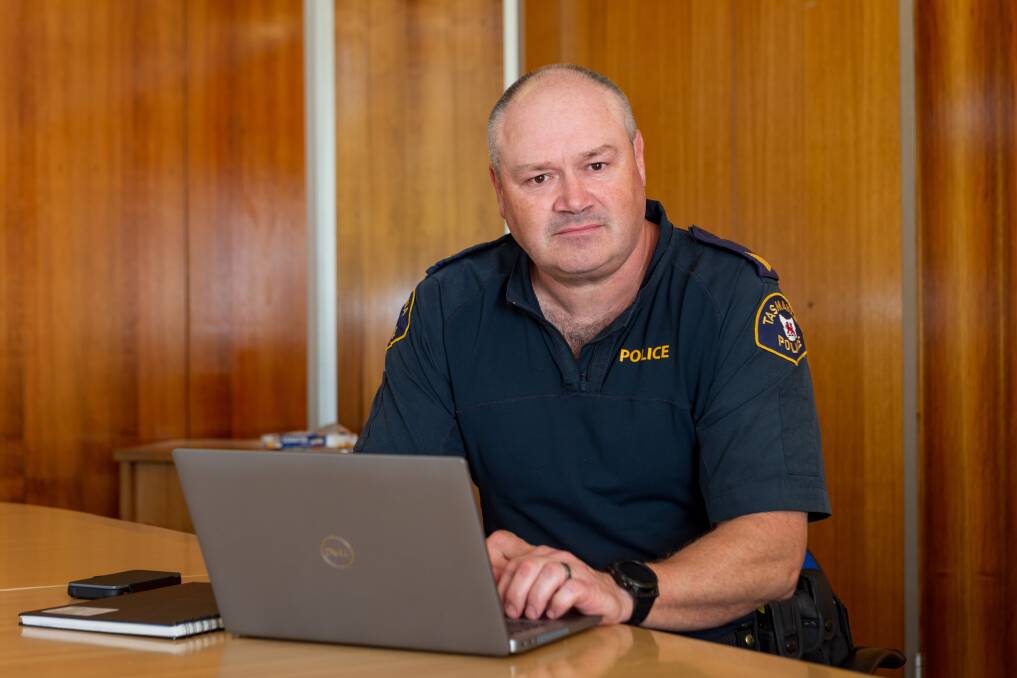 FRONT LINE: Tasmania Police Sergeant Darren Hill. Picture: Craig George