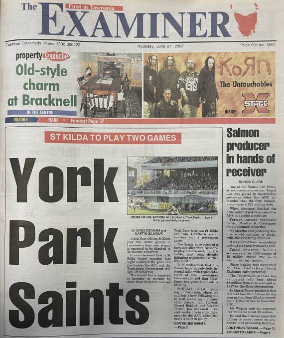 The Examiner's front page in 2002.
