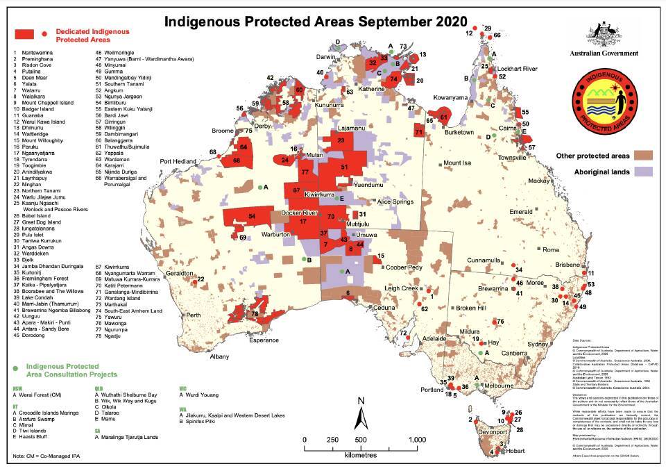 A map of Indigenous Protected Areas in Australia. Picture: National Indigenous Australians Agency