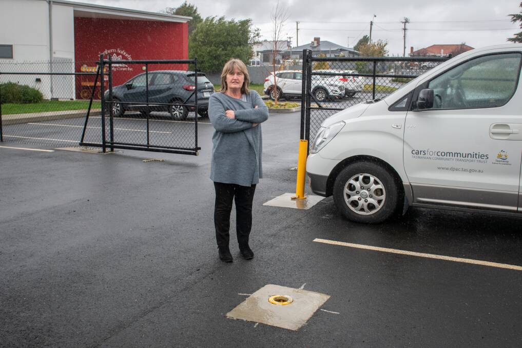 Northern Suburbs Community Centre general manager Trish O'Duffy at the location the car was stolen from. Picture: Paul Scambler