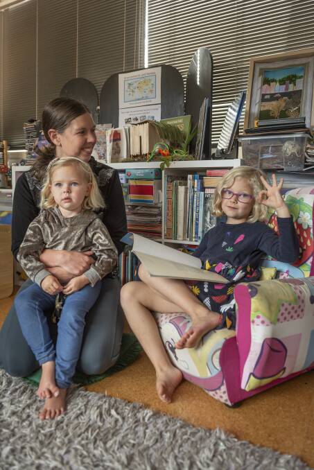 Sarah Loft with daughters Marnie, 3, and Nadine (right), 6. Picture: Craig George