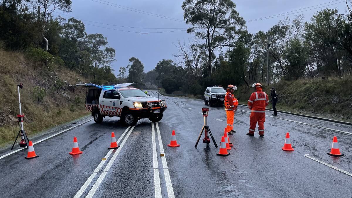 The West Tamar Highway was blocked off about 300 metres from the crash. Picture: Brinley Duggan