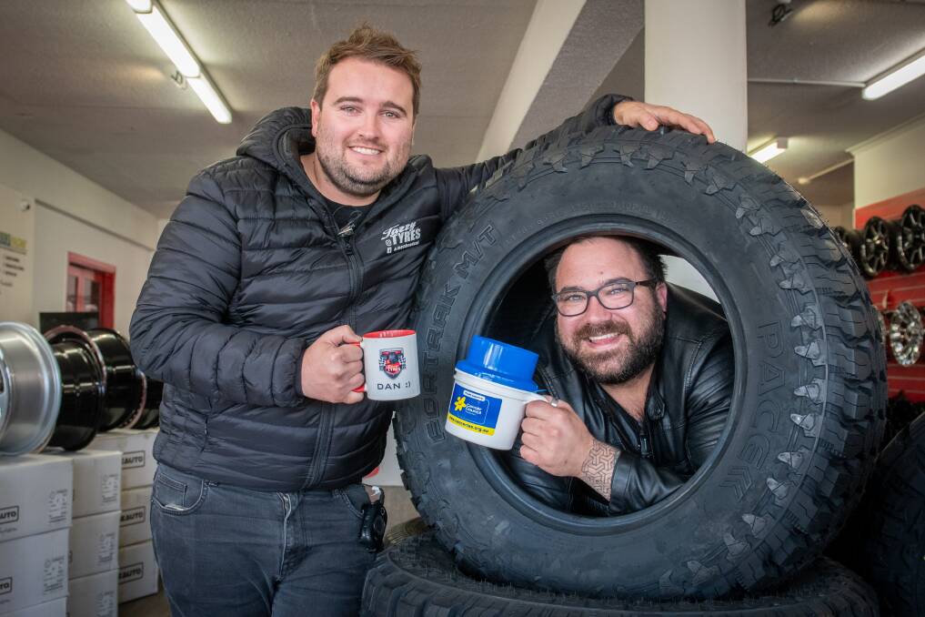 BIG CHEERS: Tazzy Tyres and Mechanical managing director Dan Smart and senior of sales Shawn Gray. Picture: Paul Scambler