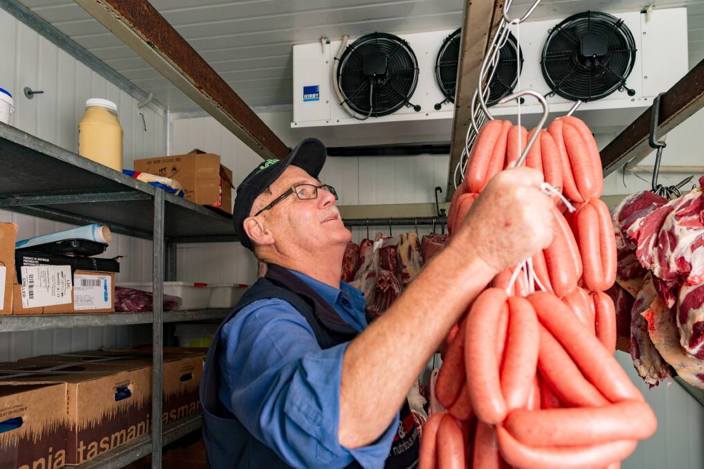 Robert Bannon has been a butcher for 55 years. Picture: Phillip Biggs