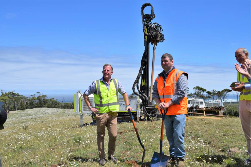 WORK BEGINS: Premier Will Hodgman with Granville Farm owner Royce Smith. Picture: Lachlan Bennett