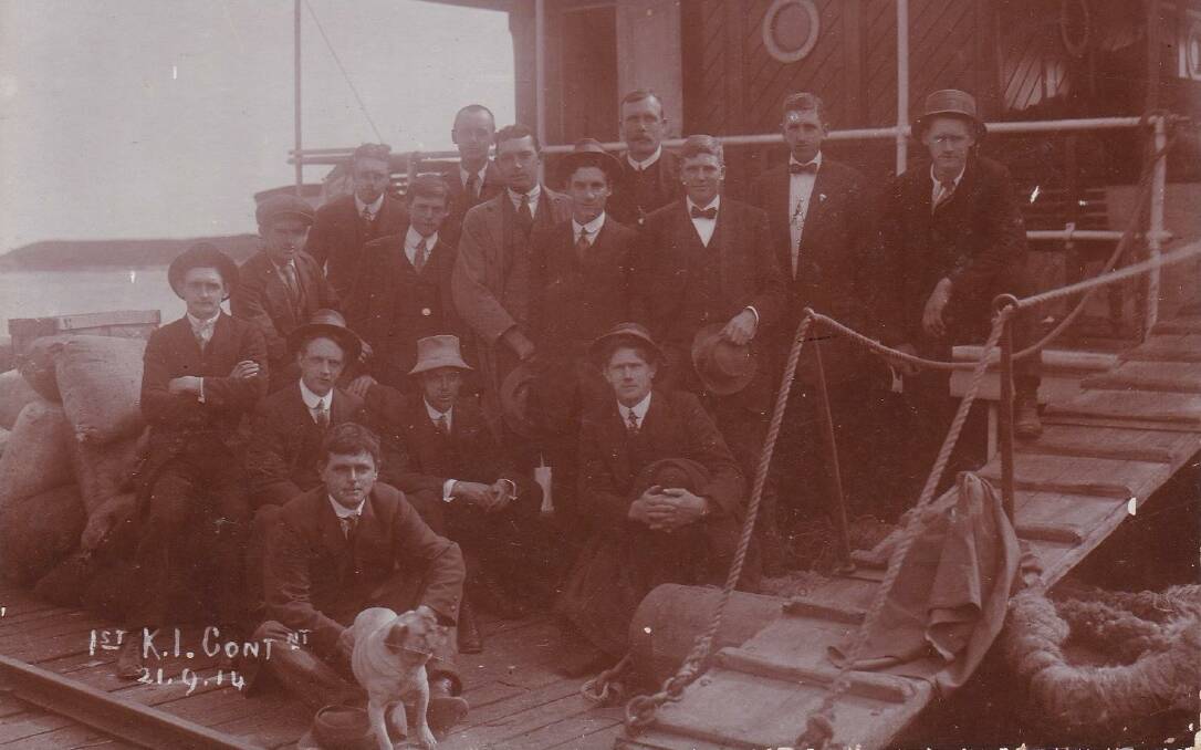 JOINING THE FIGHT: A photo of the first contingent of volunteers from King Island departing for World War I in September 1914. King Island is believed to have made the highest contribution per capita of any community in the then British Empire. 