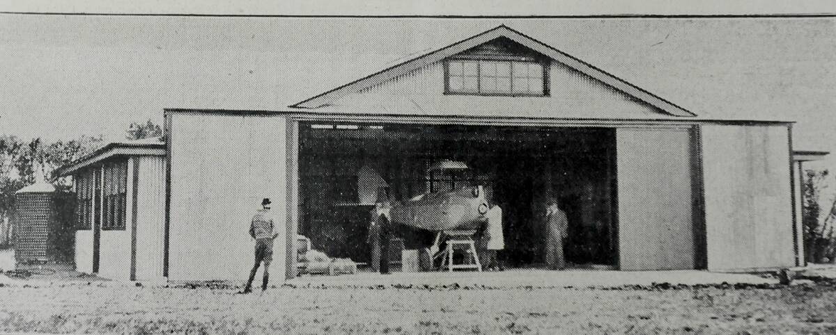 HISTORY: The aero club's first hangar. Picture: File.  