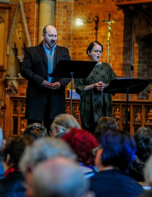 FOCUSED: Launceston's Benjamin Martin and soprano Jane Edwards performed their show Serenade at the Holy Trinity Church on Sunday. About 150 people attended. Picture: Neil Richardson
